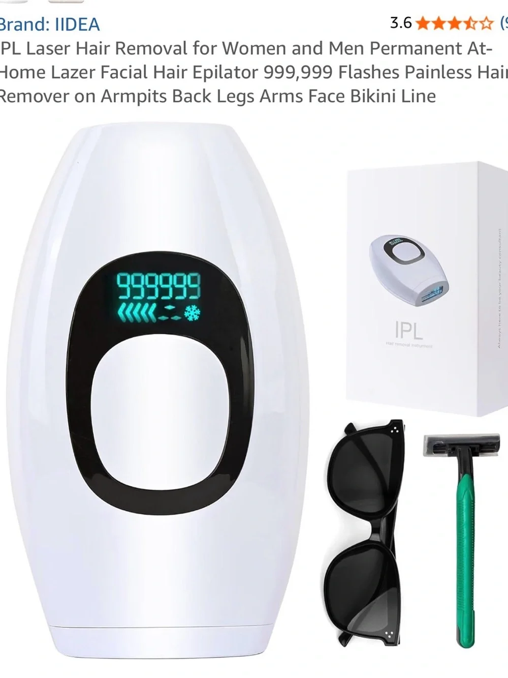 White IPL Hair Removal Device - At-Home Hair Reduction
